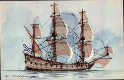 Künstler Ak Haffner, L., Segelschiff, Flute