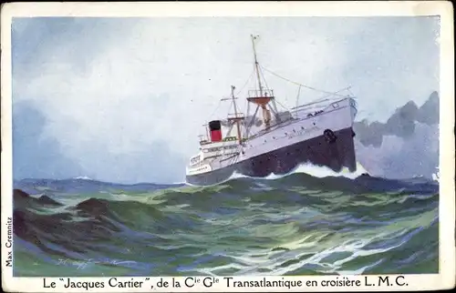 Künstler Ak Haffner, L., Le Jacques Cartier, Dampfer, Dampfschiff, CGT, French Line