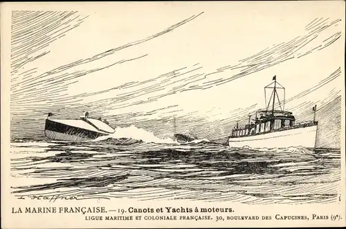 Künstler Ak Haffner, L., La Marine Francaise, Canots et Yachts a moteurs