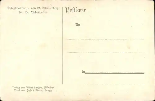 Künstler Ak Wennerberg, B., Liebesgaben, Postgebäude