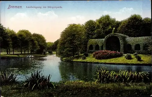 Ak Hansestadt Bremen, Laubengang im Bürgerpark