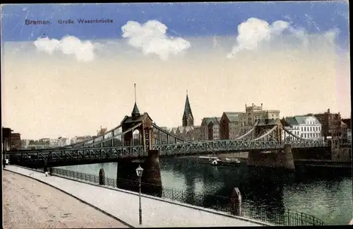 Ak Hansestadt Bremen, Große Weserbrücke