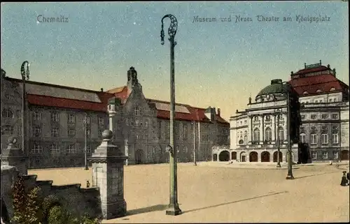 Ak Chemnitz in Sachsen, Museum, Neues Theater am Königsplatz