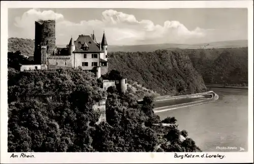 Ak Sankt Goarshausen am Rhein, Burg Katz