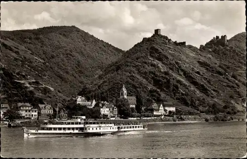 Ak Bornhofen am Rhein, Ruine Sterrenberg, Liebenstein, Salondampfer