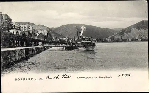 Ak Boppard am Rhein, Landungsplatz der Dampfboote