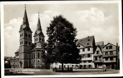 Ak Boppard am Rhein, Marktplatz, Katholische Pfarrkirche