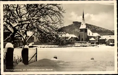 Ak Neckargemünd am Neckar, Winter, schneebedeckter Neckar
