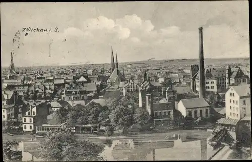 Ak Zwickau in Sachsen, Blick auf den Ort