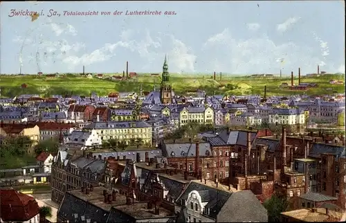Ak Zwickau in Sachsen, Totalansicht von der Lutherkirche aus