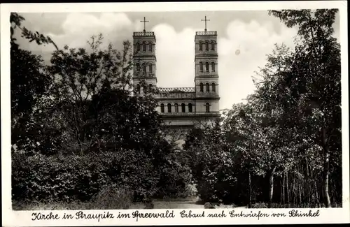Ak Straupitz im Spreewald, Kirche (erbaut nach Entwürfen von Schinkel)