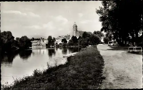 Ak Nürtingen am Neckar Württemberg, Am Neckar, Blick zur Altstadt