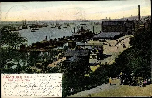 Ak Hamburg Mitte St. Pauli, Blick auf die Elbe