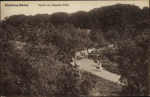 Ak Hamburg Mitte Hamm, Hammer Park, Spaziergänger