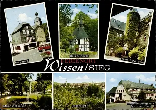 Ak Wissen an der Sieg Westerwald, Heisterkapelle, Schloss Schönstein, Müttererholungsheim