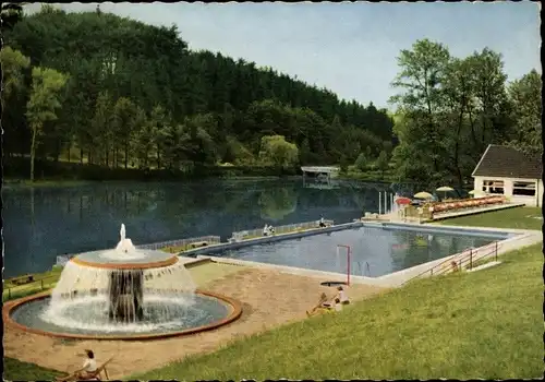Ak Burscheid, Talsperre Diepental, Strandbad, Springbrunnen, Erholungsstätte