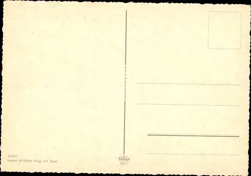 Ak Köln am Rhein, Kaiser-Wilhelm-Ring mit Dom