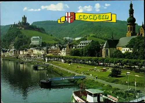 Ak Cochem an der Mosel, Uferpromenade mit Burg Cochem