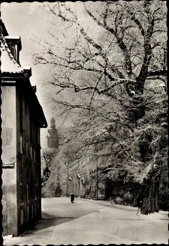 Ak Weimar in Thüringen, Haus der Frau v. Stein, Winter