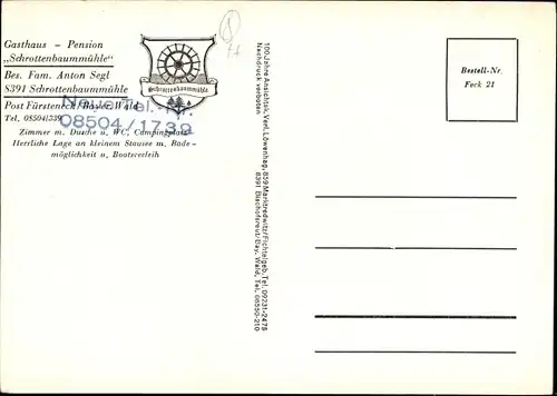 Ak Fürsteneck in Niederbayern, Gasthaus Schrottenbaummühle