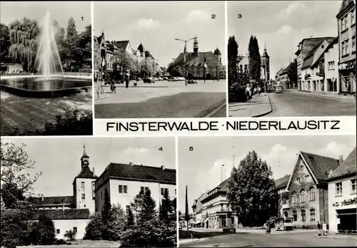 Ak Finsterwalde in der Niederlausitz, VVN-Denkmal, Markt, Thälmannstraße, Schloss, Postamt