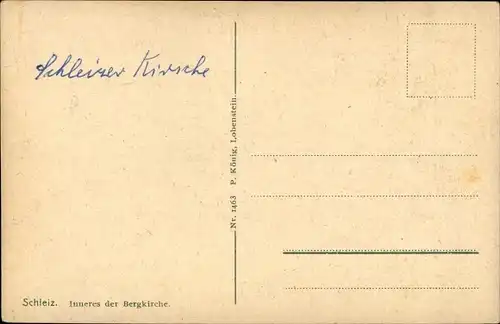 Ak Schleiz im Vogtland Thüringen, Inneres der Bergkirche