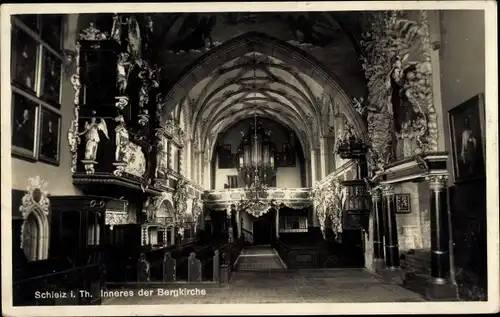 Ak Schleiz im Vogtland Thüringen, Inneres der Bergkirche