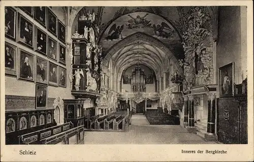 Ak Schleiz im Vogtland Thüringen, Inneres der Bergkirche