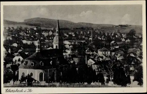 Ak Ebersbach in Sachsen Oberlausitz, Teilansicht mit Kirche