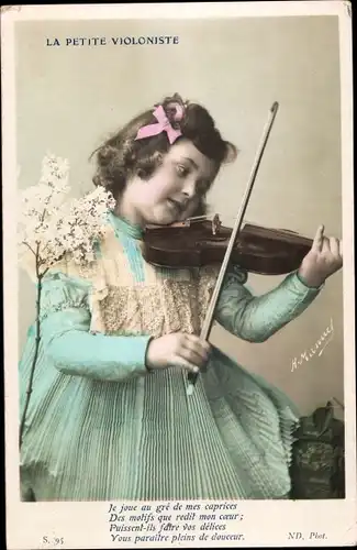 Ak La Petite Violoniste, Mädchen mit Geige
