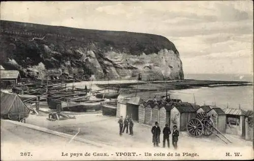 Ak Yport Seine Maritime, Un coin de la Plage