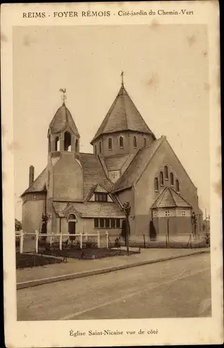 Ak Reims Marne, Eglise Saint Nicaise