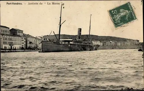 Ak Port Vendres Pyrénées Orientales, Arrivee de La Marsa, Dampfer, Navigation Mixte