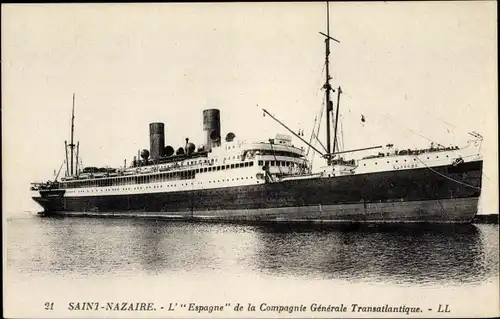 Ak Saint Nazaire Loire Atlantique, L'Espagne, Dampfer, CGT, French Line