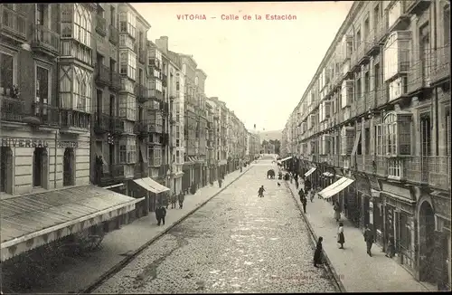 Ak Vitoria Gasteiz Baskenland, Calle de la Estacion