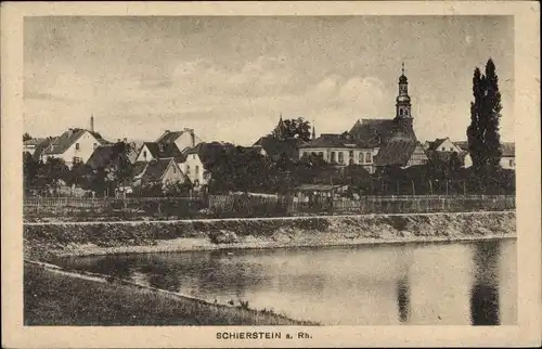 Ak Schierstein Wiesbaden in Hessen, Blick auf den Ort, Kirche