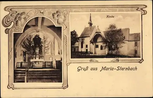 Jugendstil Ak Sternbach Niddatal in Hessen, Wallfahrtskirche Maria Sternbach, Innenansicht