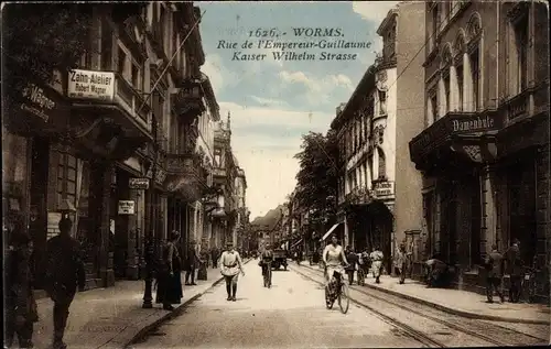 Ak Worms am Rhein, Kaiser Wilhelm Straße, Zahnatelier, Huthandlung