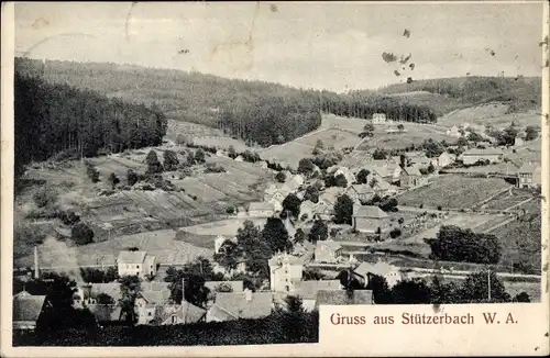 Ak Stützerbach Ilmenau Thüringer Wald, Totalansicht der Ortschaft mit Umgebung