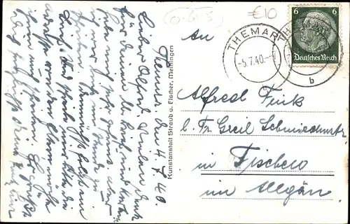 Ak Themar Thüringen, Stadtmauer, Eingefallener Berg mit Itterburg, Marktplatz, Rathaus, Totalansicht