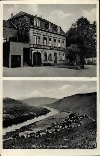 Ak Graach an der Mosel, Gasthaus zum Bahnhof, Blick auf den Ort