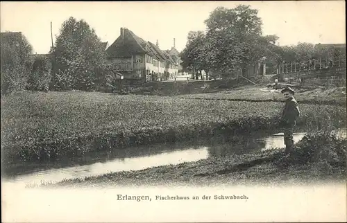 Ak Erlangen in Mittelfranken Bayern, Fischerhaus an der Schwabach