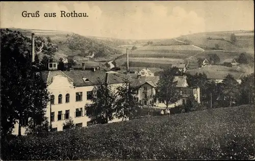 Ak Rotava Rothau Region Karlsbad, Ortspanorama