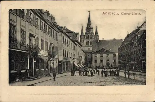 Ak Ansbach in Mittelfranken Bayern, Oberer Markt