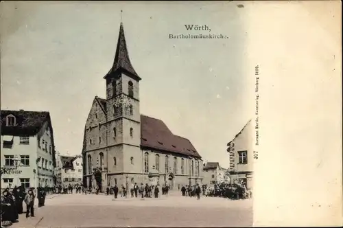 Ak Wörth Wöhrd Nürnberg in Mittelfranken, Bartholomäuskirche, Gasthaus Krone