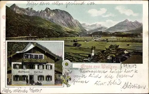 Ak Wallgau Oberbayern, Panorama, Gasthaus Starthal