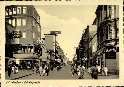 Ak Gelsenkirchen im Ruhrgebiet, Bahnhofstraße, Reisebüro, Geschäfte, EOS