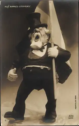 Ak Émile Loubet, Französischer Politiker und Staatspräsident, Aux Armes citoyens, Plastik