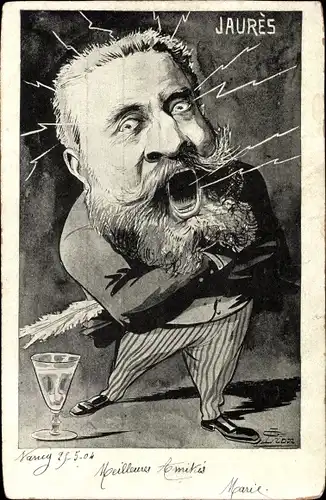 Künstler Ak Französischer Politiker Jean Jaurès, Karikatur