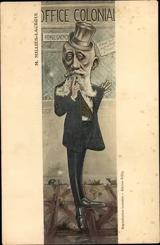 Künstler Ak Muller, Französischer Politiker Raphaël Milliès-Lacroix, Karikatur, Office Colonial